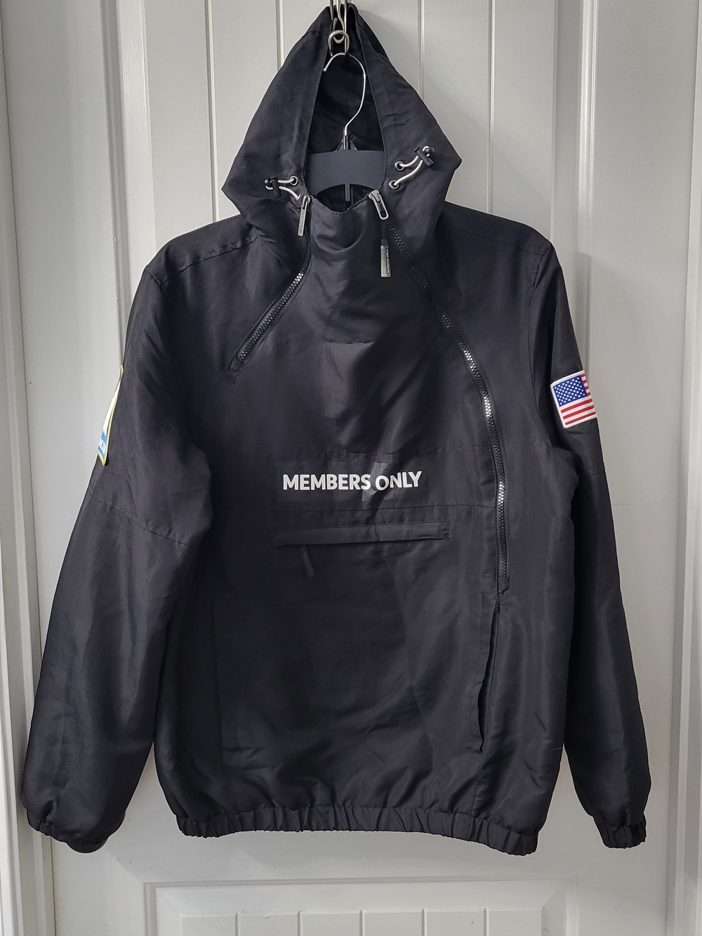 Members Only Black Pullover Jacket with Hood